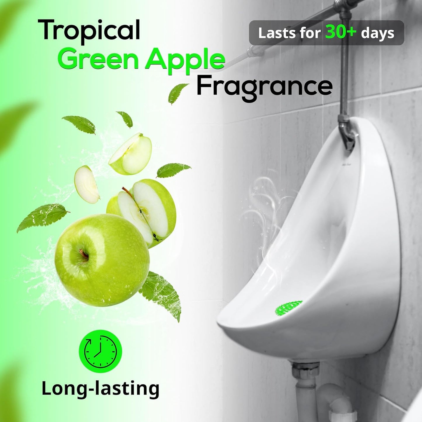 Urinal-Siebe, Deodorant, Duft „Grüner Apfel“, Karton mit 10 Sieben