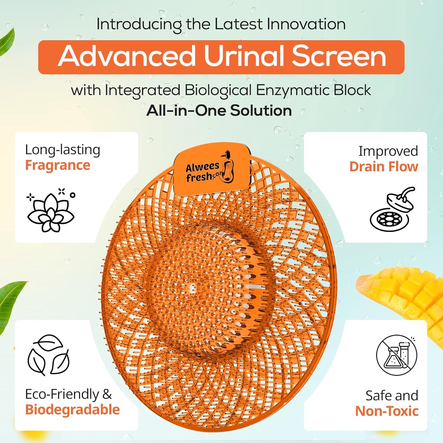 Spiral Urinal Mats 4-in-1 Mango Fragrance Pack of 5