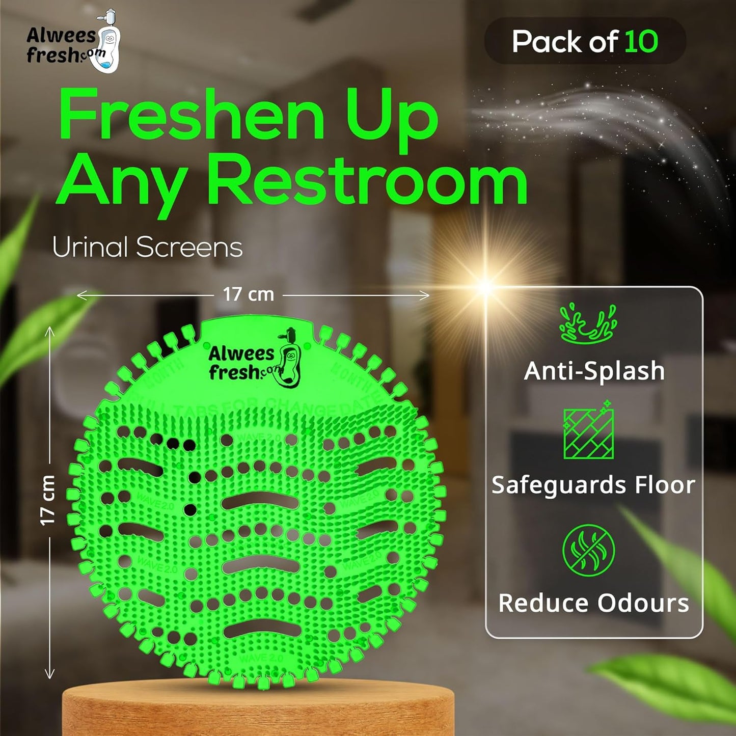 Urinal-Siebe, Deodorant, Duft „Grüner Apfel“, Karton mit 10 Sieben