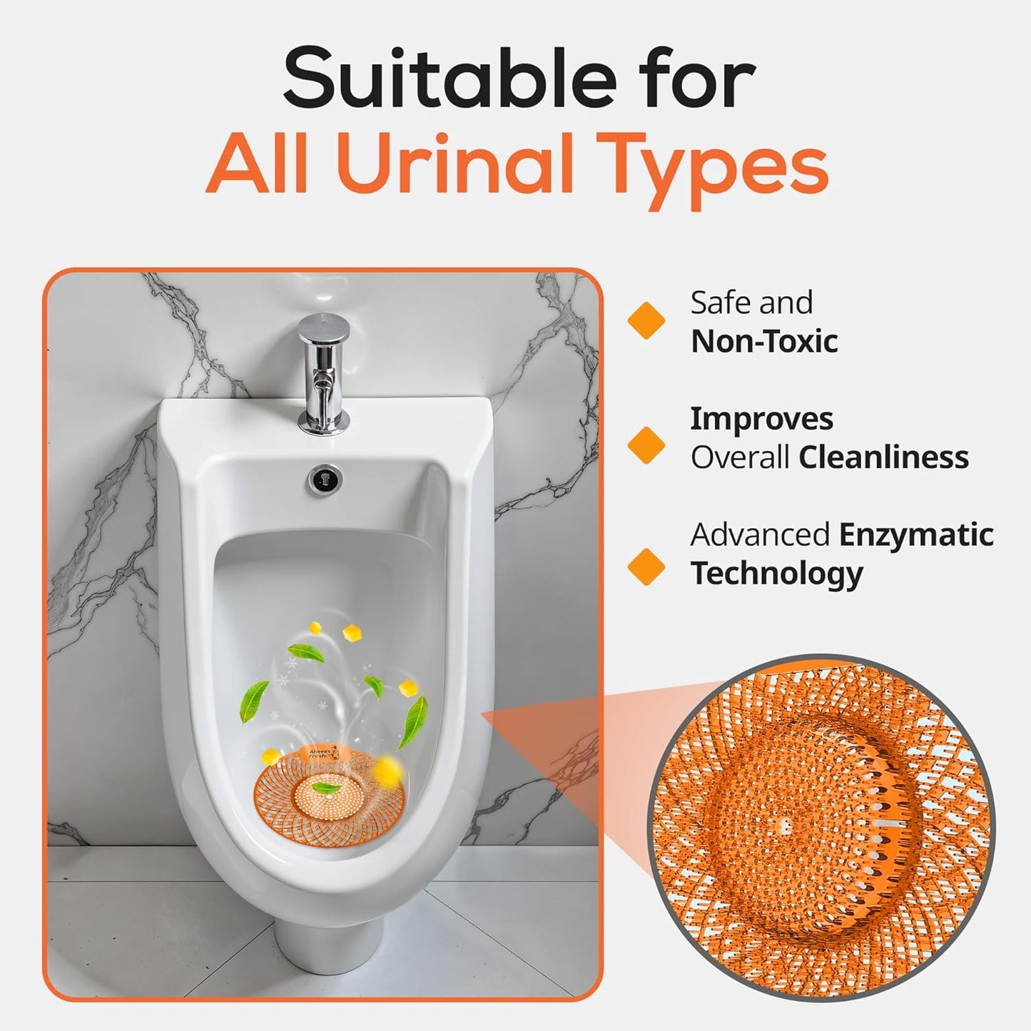 Spiral Urinal Mats 4-in-1 Mango Fragrance Pack of 5
