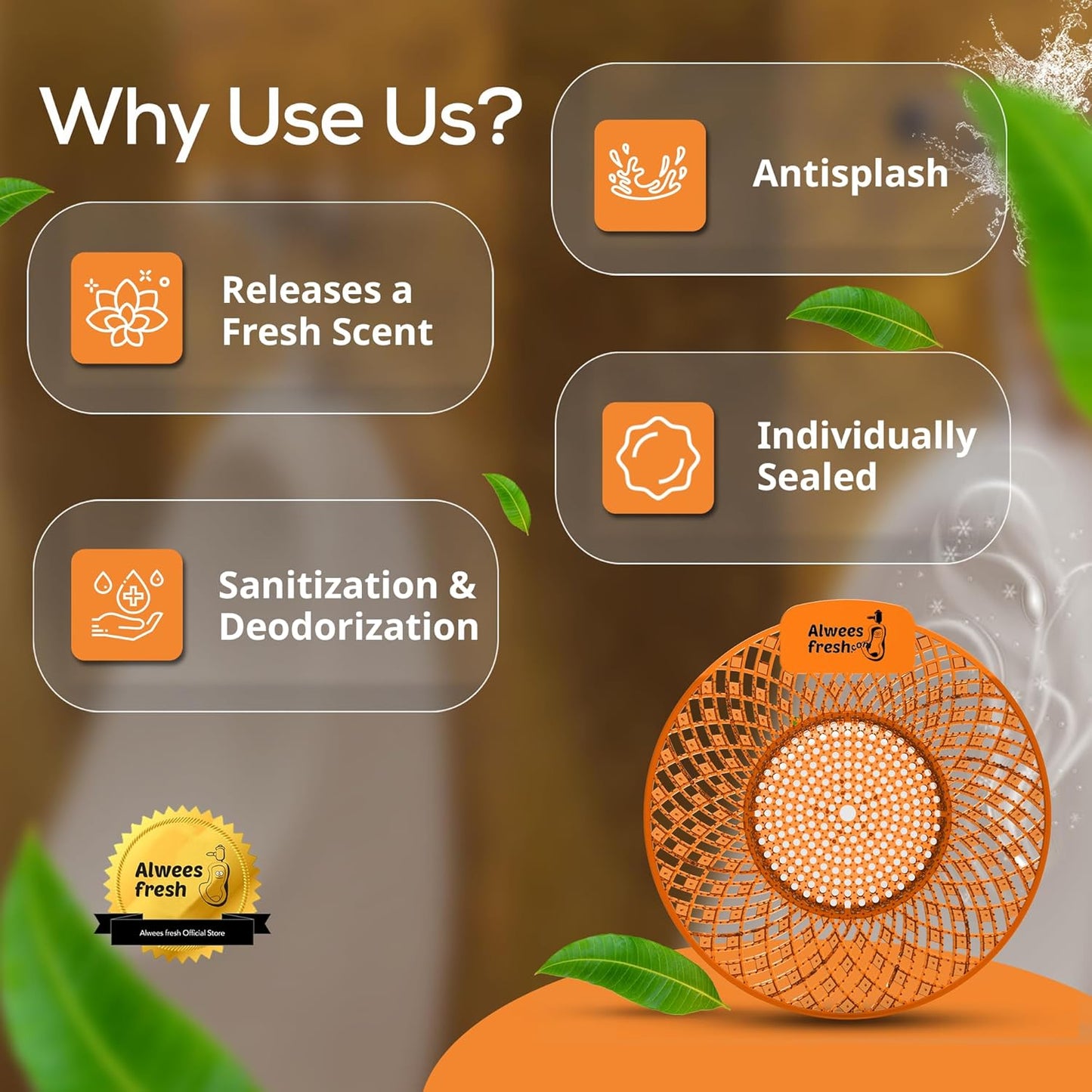 Spiral Urinal Mats 4-in-1 Mango Fragrance Pack of 5